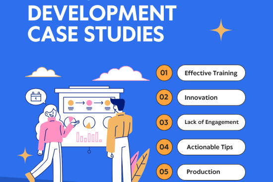 A collection of employee development case studies showcasing successful training and growth initiatives in various organizations.