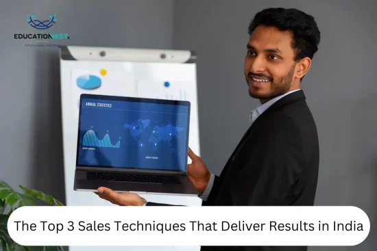 Infographic showcasing the top 3 sales techniques that yield results in India, highlighting effective strategies for success.