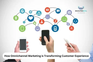 Hands holding smartphones displaying various social media icons, illustrating the impact of omnichannel marketing on customer experience.