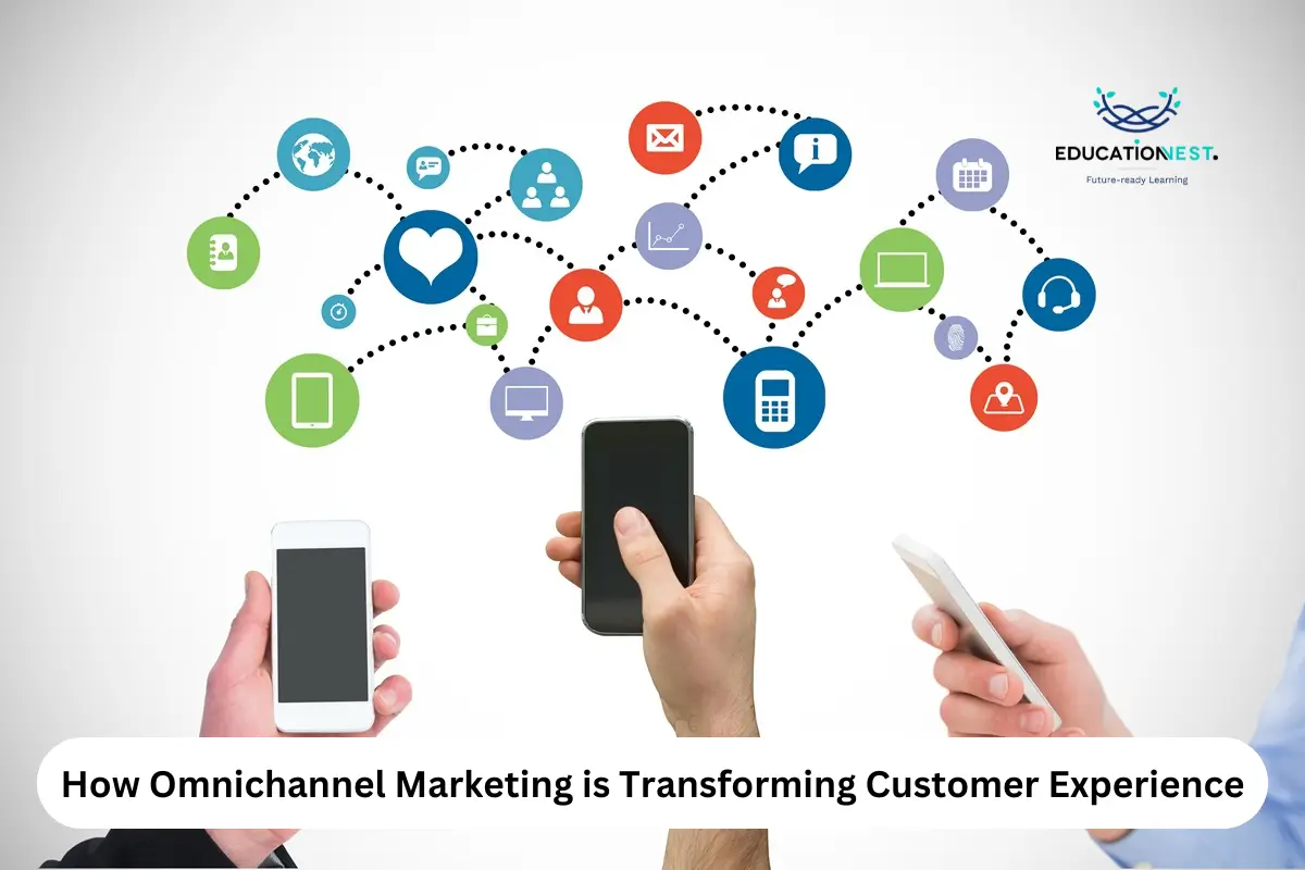 Hands holding smartphones displaying various social media icons, illustrating the impact of omnichannel marketing on customer experience.