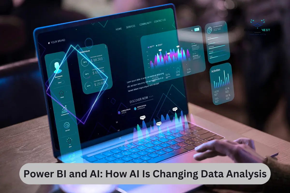 A user focused on a laptop screen featuring a dashboard, representing the influence of AI in the field of data analysis.