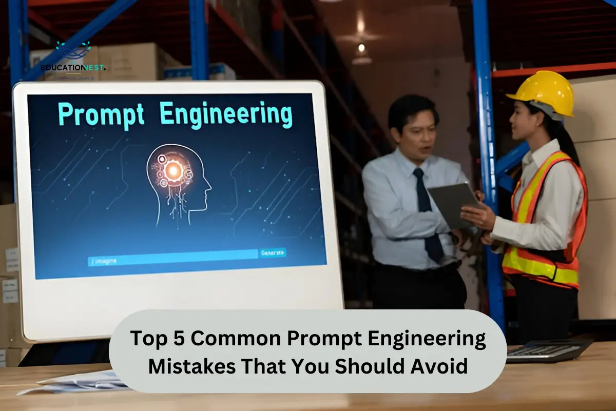 An illustration depicting prompt engineering as a method to enhance product design, highlighting common mistakes in the process.