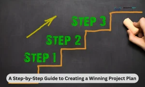 A hand sketching a guide to success, depicting the steps necessary for creating a winning project plan.