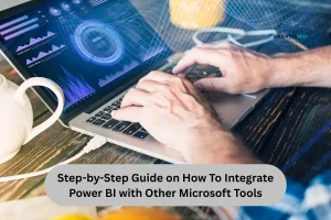 A person typing on a laptop displaying a graph, illustrating a tutorial on integrating Power BI.