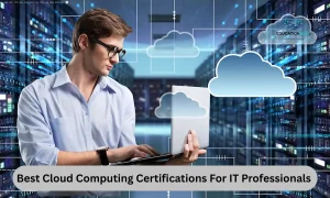 A man engaged with his laptop, exploring cloud computing certifications.