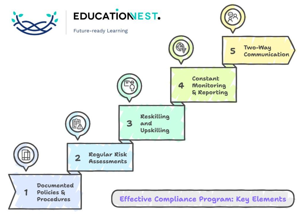 Diagram illustrating the key elements of an effective compliance program.