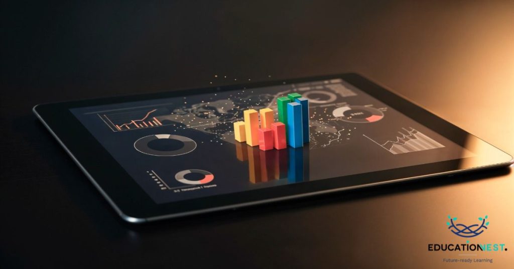 Tablet showing predictive analytics data for human resources.