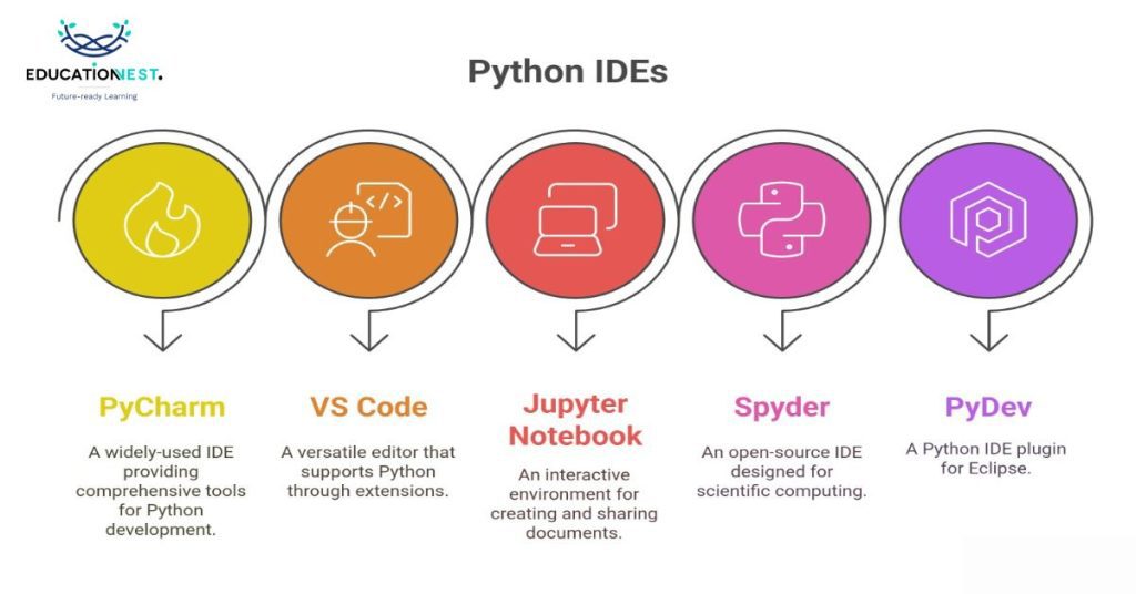 Infographic detailing the 5 most popular Python IDEs in 2025, emphasizing their significance.