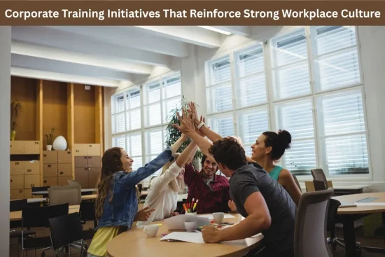 Visual representation of corporate training programs designed to foster a strong workplace culture and improve team dynamics.